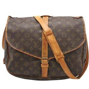 LOUIS VUITTON Monogram Saumur 35 M42254 Shoulder Bag in Brown Coated Canvas f...